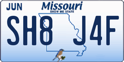 MO license plate SH8J4F
