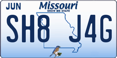 MO license plate SH8J4G
