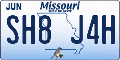 MO license plate SH8J4H