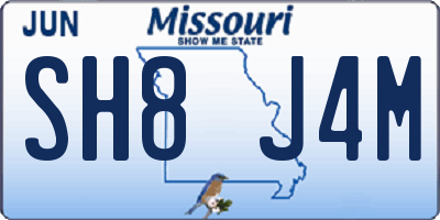 MO license plate SH8J4M
