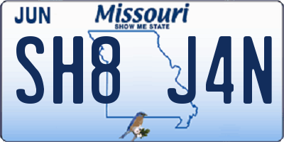 MO license plate SH8J4N