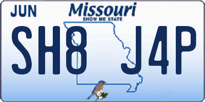 MO license plate SH8J4P