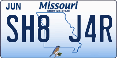 MO license plate SH8J4R