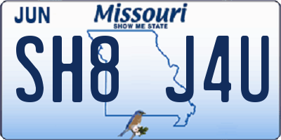 MO license plate SH8J4U