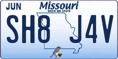 MO license plate SH8J4V