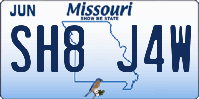 MO license plate SH8J4W