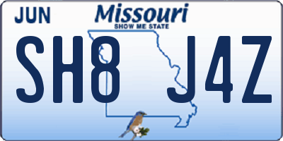 MO license plate SH8J4Z