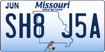 MO license plate SH8J5A