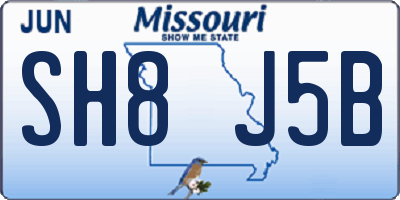 MO license plate SH8J5B