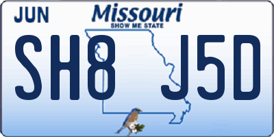 MO license plate SH8J5D