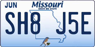 MO license plate SH8J5E