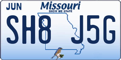 MO license plate SH8J5G