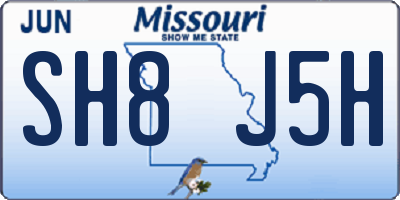 MO license plate SH8J5H
