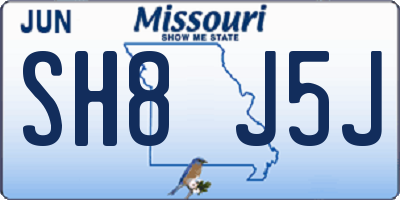 MO license plate SH8J5J