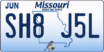 MO license plate SH8J5L