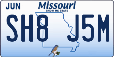 MO license plate SH8J5M