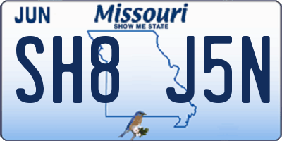 MO license plate SH8J5N