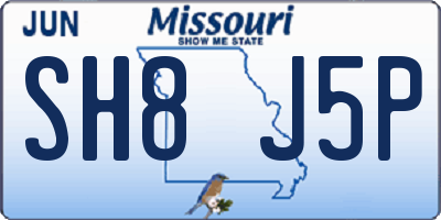 MO license plate SH8J5P