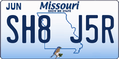MO license plate SH8J5R