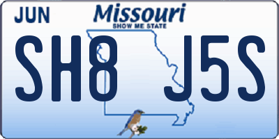MO license plate SH8J5S
