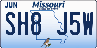 MO license plate SH8J5W