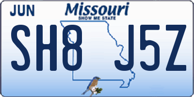 MO license plate SH8J5Z