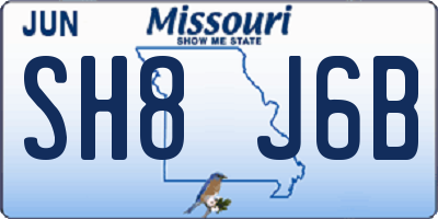 MO license plate SH8J6B