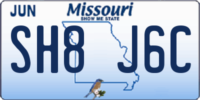 MO license plate SH8J6C