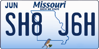 MO license plate SH8J6H