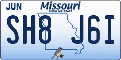 MO license plate SH8J6I