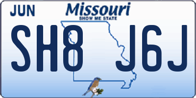 MO license plate SH8J6J