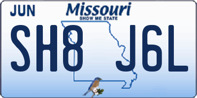 MO license plate SH8J6L