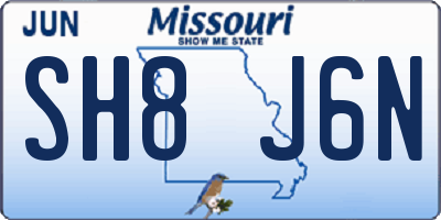 MO license plate SH8J6N