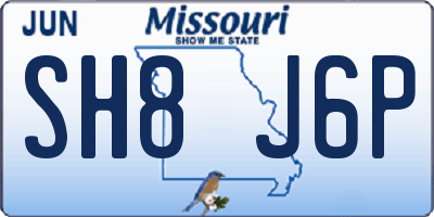 MO license plate SH8J6P