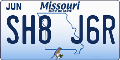 MO license plate SH8J6R