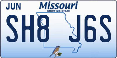 MO license plate SH8J6S