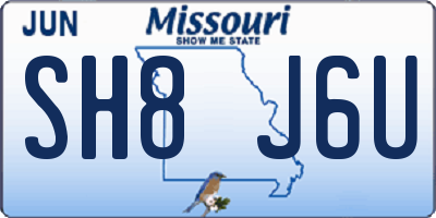 MO license plate SH8J6U