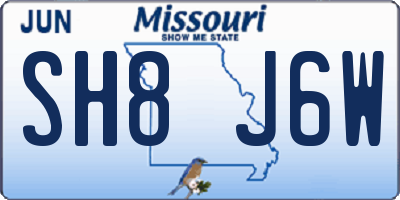 MO license plate SH8J6W