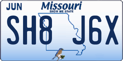 MO license plate SH8J6X