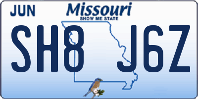 MO license plate SH8J6Z