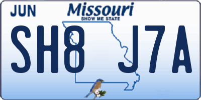 MO license plate SH8J7A
