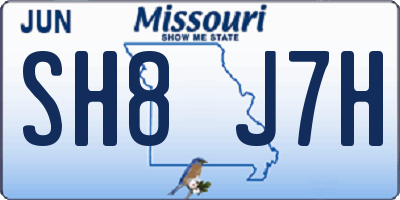 MO license plate SH8J7H