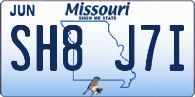 MO license plate SH8J7I