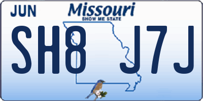 MO license plate SH8J7J