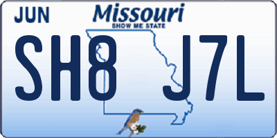 MO license plate SH8J7L