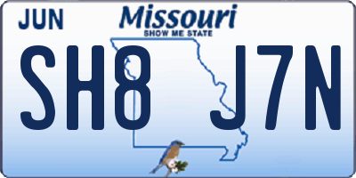 MO license plate SH8J7N