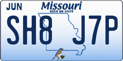 MO license plate SH8J7P