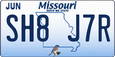 MO license plate SH8J7R