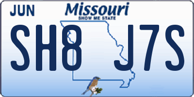 MO license plate SH8J7S