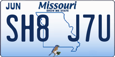 MO license plate SH8J7U